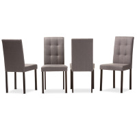 Baxton Studio Andrew-DC-9-Grids-Grey Andrew Modern and Contemporary Grey Fabric Upholstered Grid-tufting Dining Chair (Set of 4)